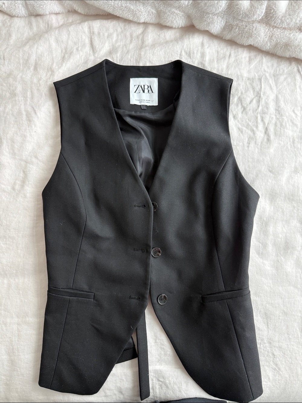 Zara Black Tailored Vest with Open Back
